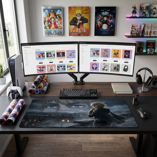 Eren anime mouse pad XL gaming desk mat Haunting Cityscape Cinematic Portrait