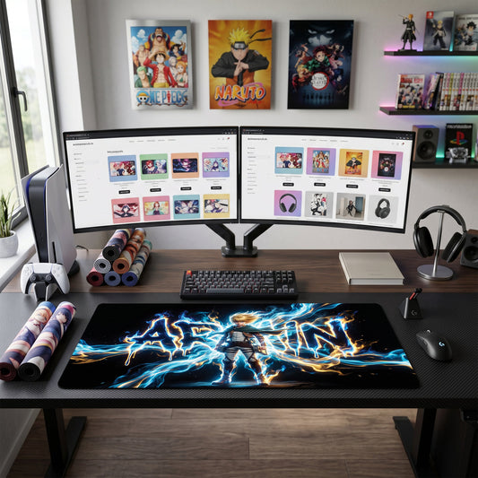 Eren anime mouse pad XL gaming desk mat Inferno Blaze Cinematic Portrait