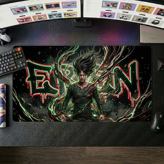 Eren anime mouse pad XL gaming desk mat Neon Graffiti Cinematic Portrait 1