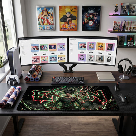 Eren anime mouse pad XL gaming desk mat Neon Graffiti Cinematic Portrait 1