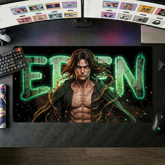 Eren anime mouse pad XL gaming desk mat Neon Titan Power Surge