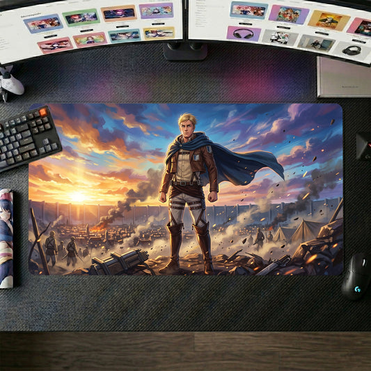 Eren anime mouse pad XL gaming desk mat Post Apocalyptic Cinematic Portrait