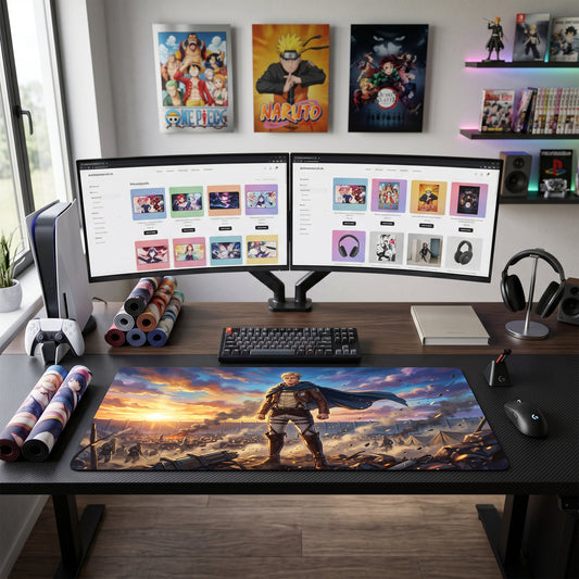 Eren anime mouse pad XL gaming desk mat Post Apocalyptic Cinematic Portrait