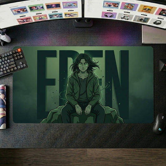 Eren anime mouse pad XL gaming desk mat Solo Dark Manga Portrait