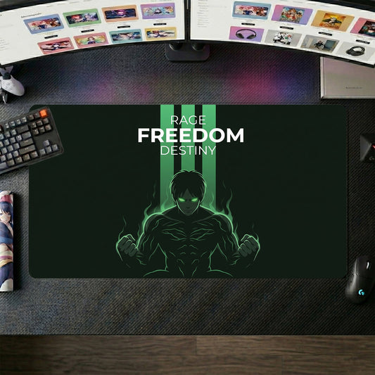 Eren anime mouse pad XL gaming desk mat Titan Transform Green Flare