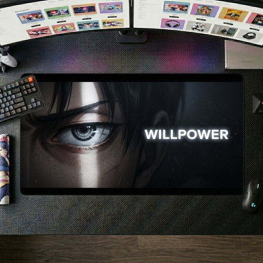 Eren anime mouse pad XL gaming desk mat Willpower Cinematic Eye Closeup