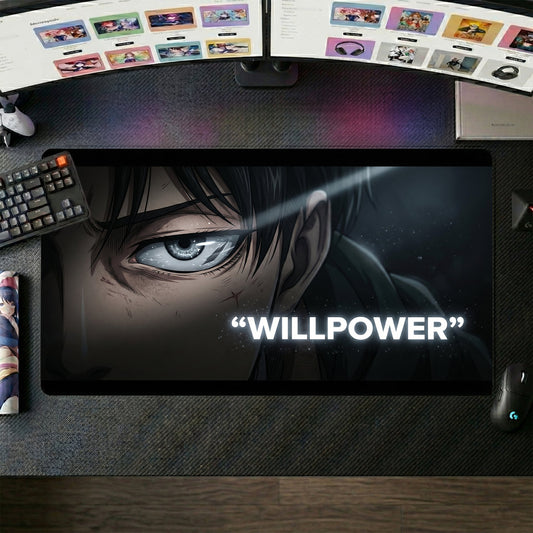 Eren anime mouse pad XL gaming desk mat Willpower Cinematic Portrait