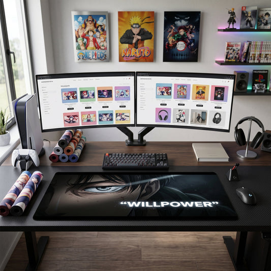 Eren anime mouse pad XL gaming desk mat Willpower Cinematic Portrait