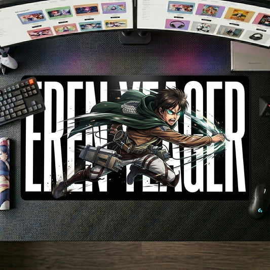 Eren Yeager anime mouse pad XL gaming desk mat Cinematic Action Pose
