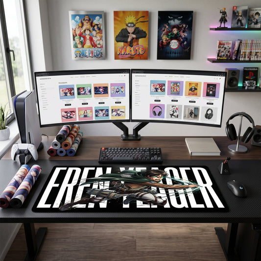 Eren Yeager anime mouse pad XL gaming desk mat Cinematic Action Pose