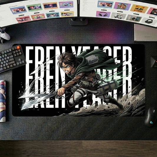 Eren Yeager anime mouse pad XL gaming desk mat Cinematic Dark Action