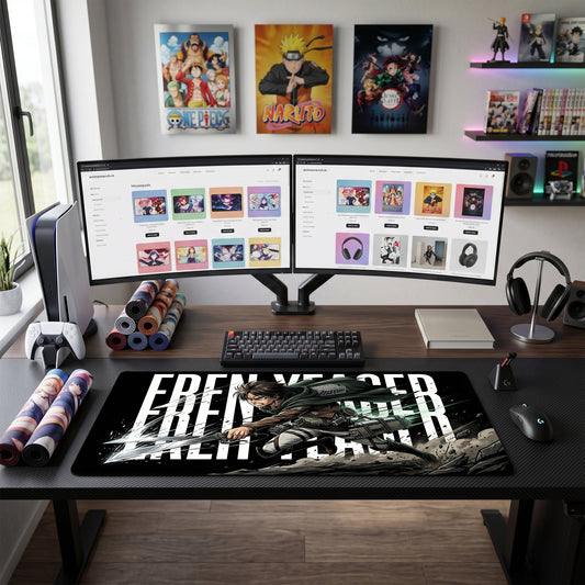Eren Yeager anime mouse pad XL gaming desk mat Cinematic Dark Action