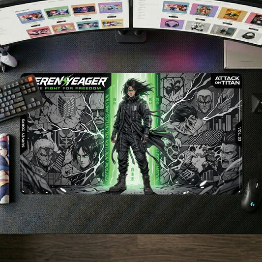 Eren Yeager anime mouse pad XL gaming desk mat Dark Manga Collage