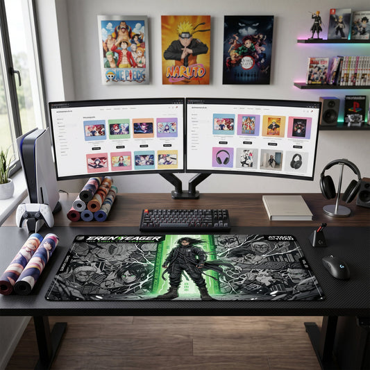 Eren Yeager anime mouse pad XL gaming desk mat Dark Manga Collage