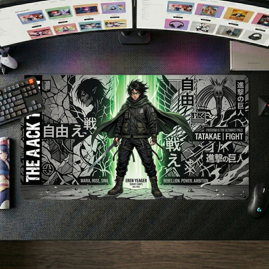 Eren Yeager anime mouse pad XL gaming desk mat Rebellion Power Ambition Cinematic