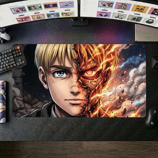 Eren anime mouse pad XL gaming desk mat Burning Titan Splatter Cinematic