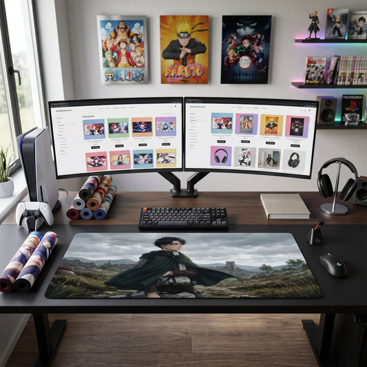 Eren anime mouse pad XL gaming desk mat Cinematic Landscape Dark Portrait