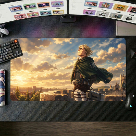 Eren anime mouse pad XL gaming desk mat Cinematic Sunset Hero Pose