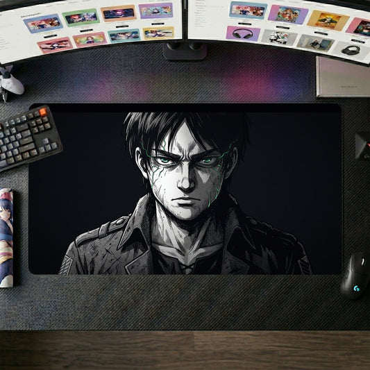 Eren anime mouse pad XL gaming desk mat Dark Portrait Cinematic 1