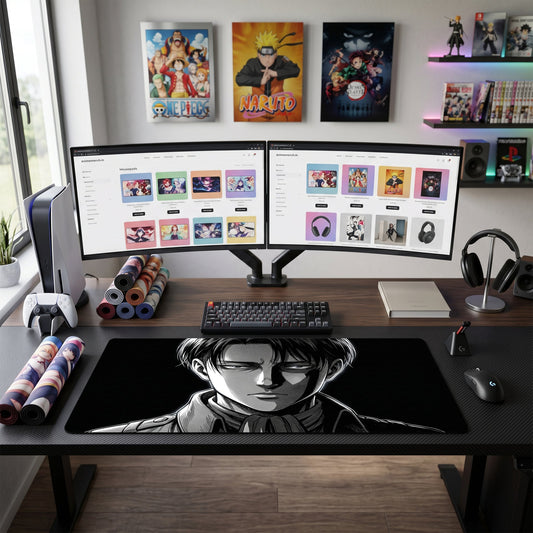 Eren anime mouse pad XL gaming desk mat Dark Portrait Manga Style