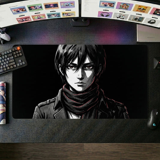 Eren anime mouse pad XL gaming desk mat Dark Portrait Red Accent