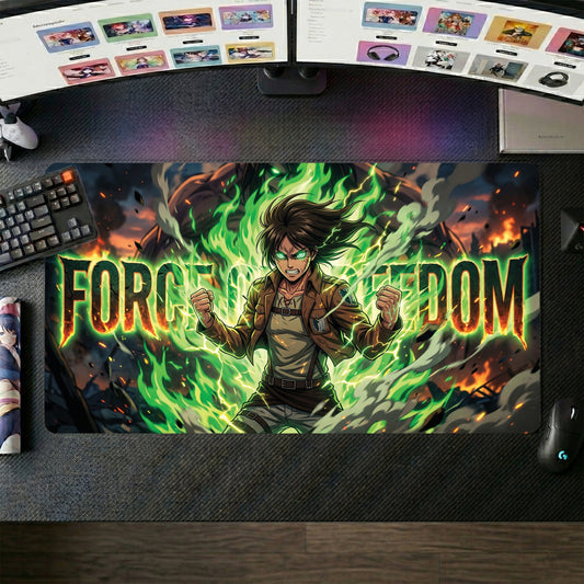 Eren anime mouse pad XL gaming desk mat Force Of Freedom Cinematic Flame