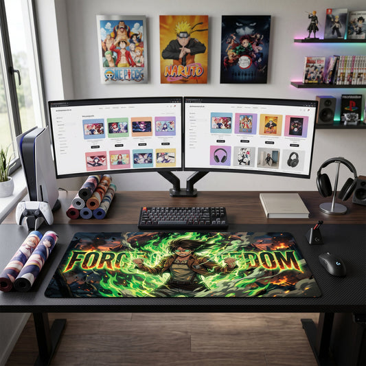 Eren anime mouse pad XL gaming desk mat Force Of Freedom Cinematic Flame