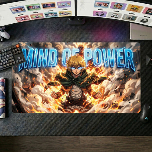 Eren anime mouse pad XL gaming desk mat Inferno Mind Of Power Cinematic