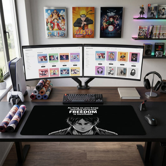 Eren anime mouse pad XL gaming desk mat Inspiring Quote Dark Manga