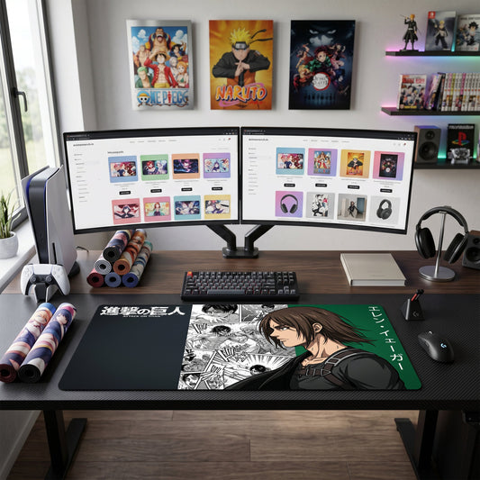 Eren anime mouse pad XL gaming desk mat Manga Collage Dark Portrait