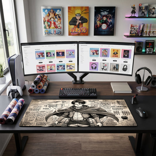 Eren anime mouse pad XL gaming desk mat Manga Inspired Technical Sketch