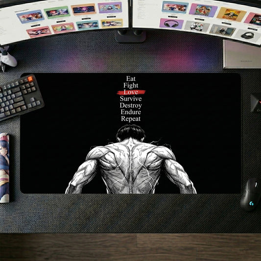 Eren anime mouse pad XL gaming desk mat Muscular Back Love Quote Cinematic