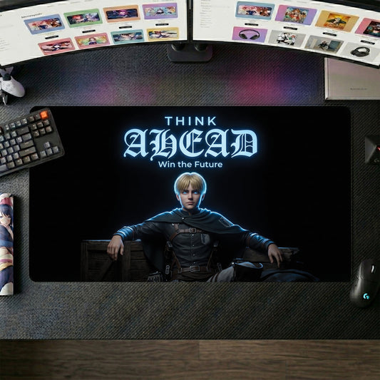 Eren anime mouse pad XL gaming desk mat Think Ahead Cinematic Portrait