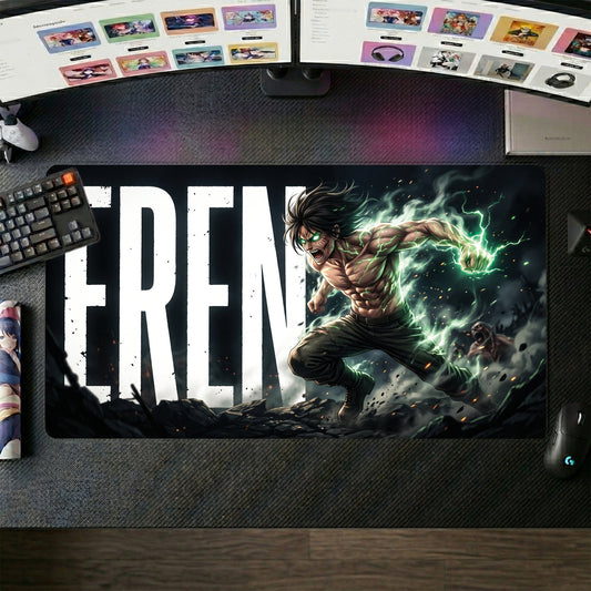 Eren anime mouse pad XL gaming desk mat Titan Shift Cinematic Dark