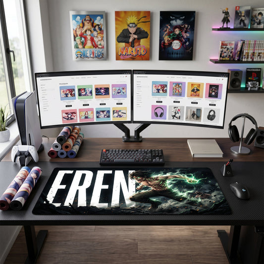 Eren anime mouse pad XL gaming desk mat Titan Shift Cinematic Dark