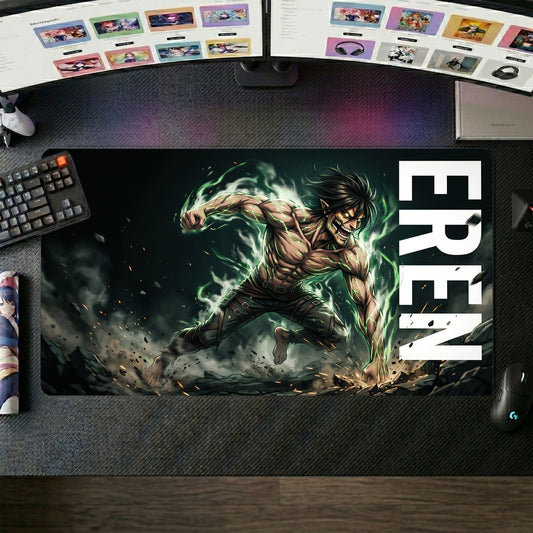 Eren anime mouse pad XL gaming desk mat Titan Shift Cinematic Flare