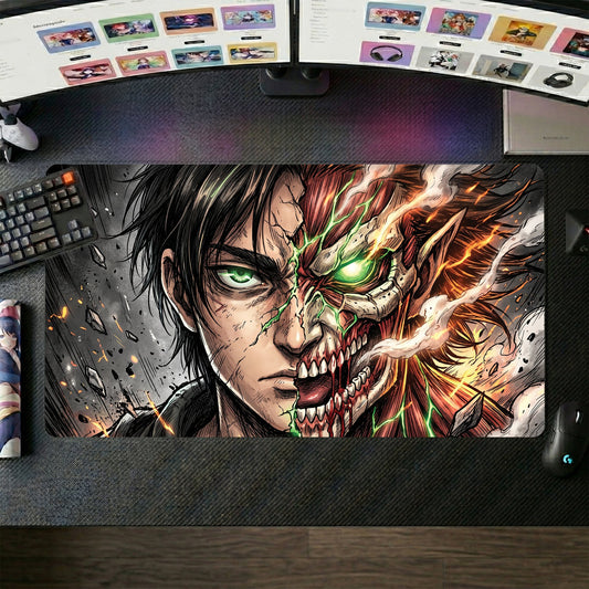 Eren anime mouse pad XL gaming desk mat Titan Transform Cinematic Explosion