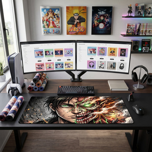 Eren anime mouse pad XL gaming desk mat Titan Transform Cinematic Explosion