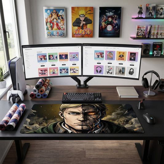 Eren anime mouse pad XL gaming desk mat Titan Transform Cinematic Portrait