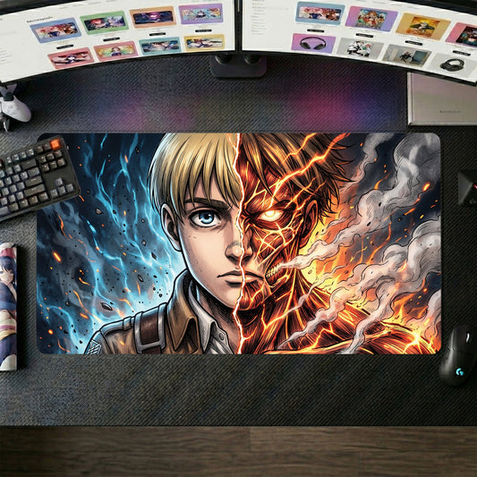 Eren anime mouse pad XL gaming desk mat Titan Transform Cinematic Split