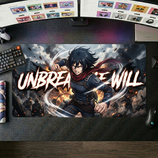 Eren anime mouse pad XL gaming desk mat Unbreakable Will Cinematic