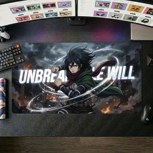 Eren anime mouse pad XL gaming desk mat Unbreakable Will Cinematic 1