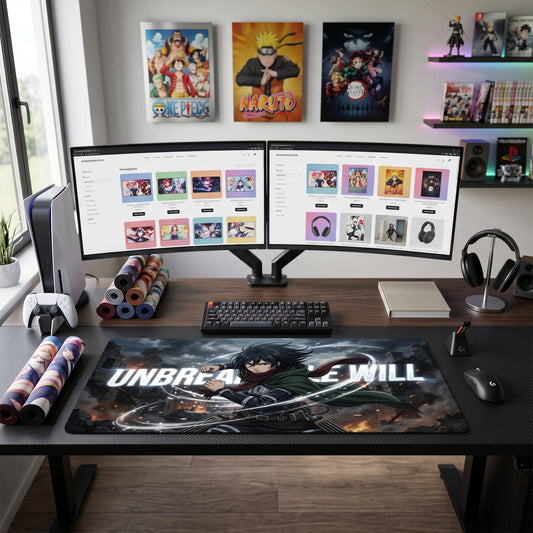 Eren anime mouse pad XL gaming desk mat Unbreakable Will Cinematic 1