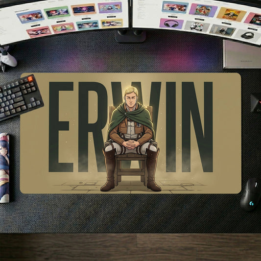 Erwin anime mouse pad XL gaming desk mat Sitting Heroic Portrait