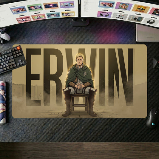 Erwin anime mouse pad XL gaming desk mat Sitting Heroic Smoke Gold