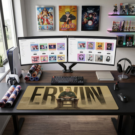 Erwin anime mouse pad XL gaming desk mat Sitting Heroic Smoke Gold