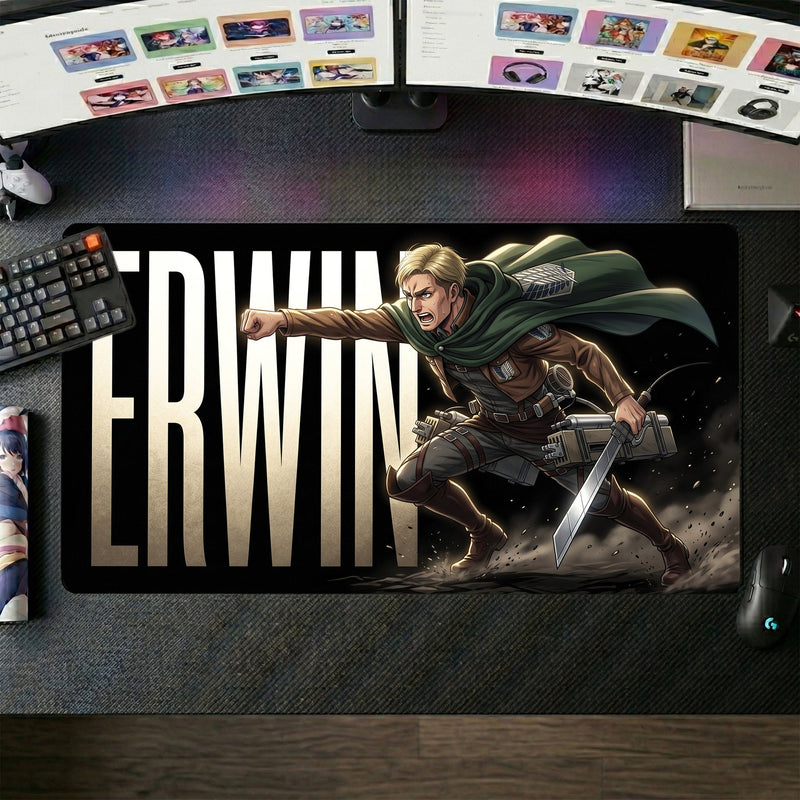 Erwin Smith anime mouse pad XL gaming desk mat Cinematic Action Pose