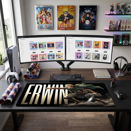 Erwin Smith anime mouse pad XL gaming desk mat Cinematic Action Pose