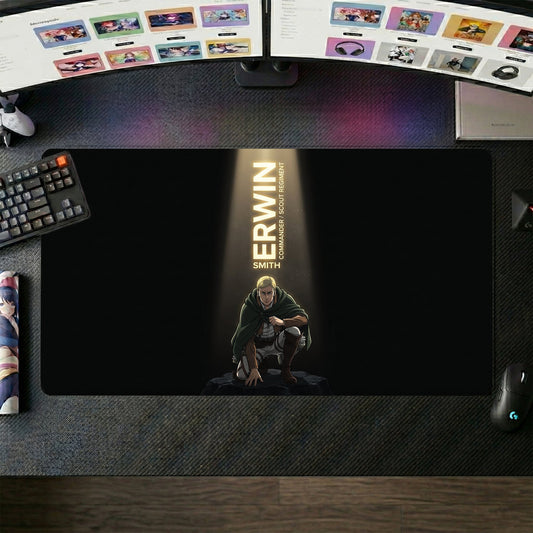 Erwin Smith anime mouse pad XL gaming desk mat Cinematic Spotlight Portrait