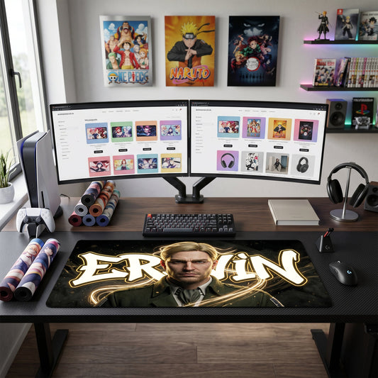 Erwin Smith anime mouse pad XL gaming desk mat Gold Outline Portrait